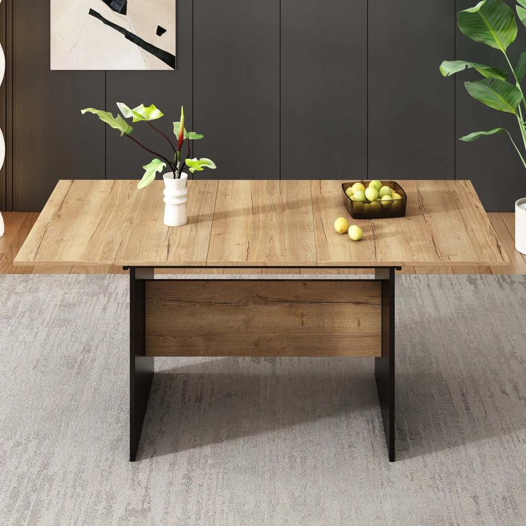 Tavolo da pranzo allungabile per 4-6 persone con piano estensibile e struttura in MDF per sala da pranzo; 180×80×75 cm
