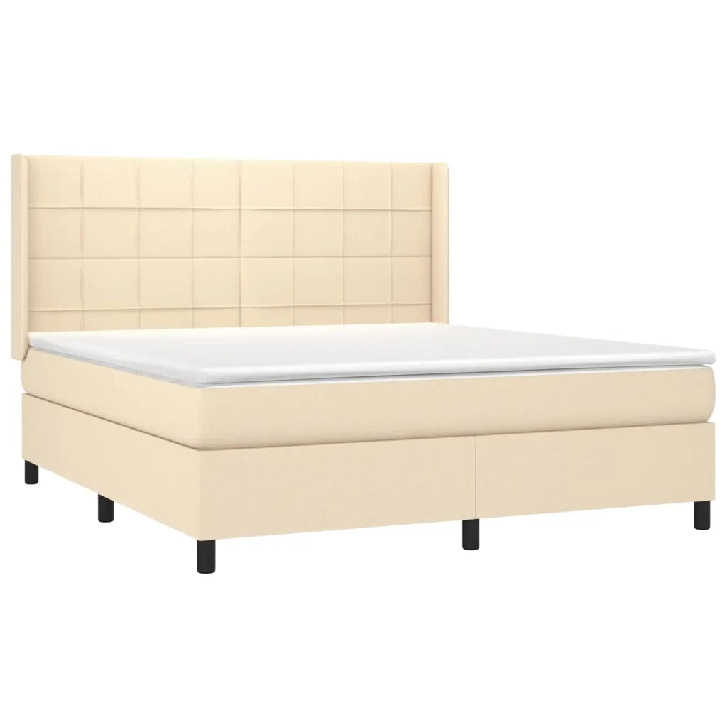 Letto a Molle con Materasso e LED Crema 180x200 cm in Tessuto 3138338