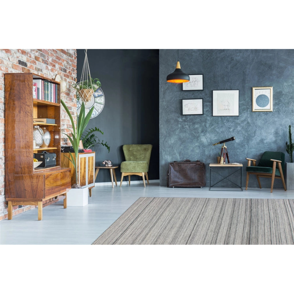 Tappeto moderno Phoenix in lana grigio antracite
