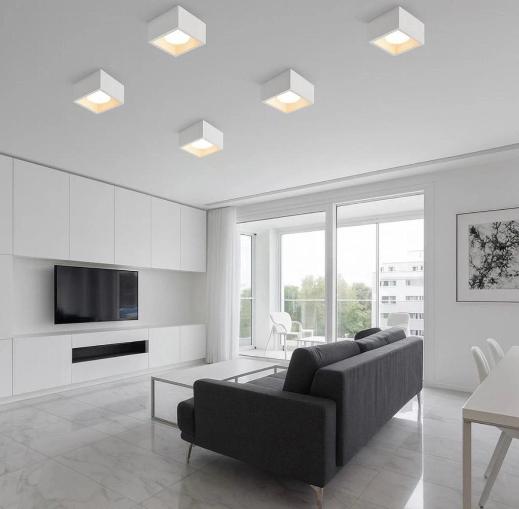 Applique in Gesso Quadrata Verniciabile GX53 15W – Plafoniera Soffitto 1 Luce 110x110 mm con Lampadina Inclusa CCT