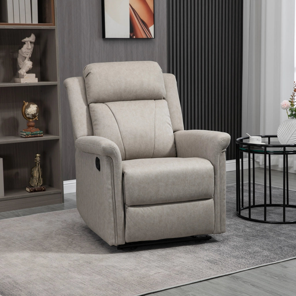 Easycomfort Poltrona Reclinabile Manualmente 135° con Poggiapiedi, Poggiatesta e Braccioli Imbottiti, 78x96x102 cm, Grigio