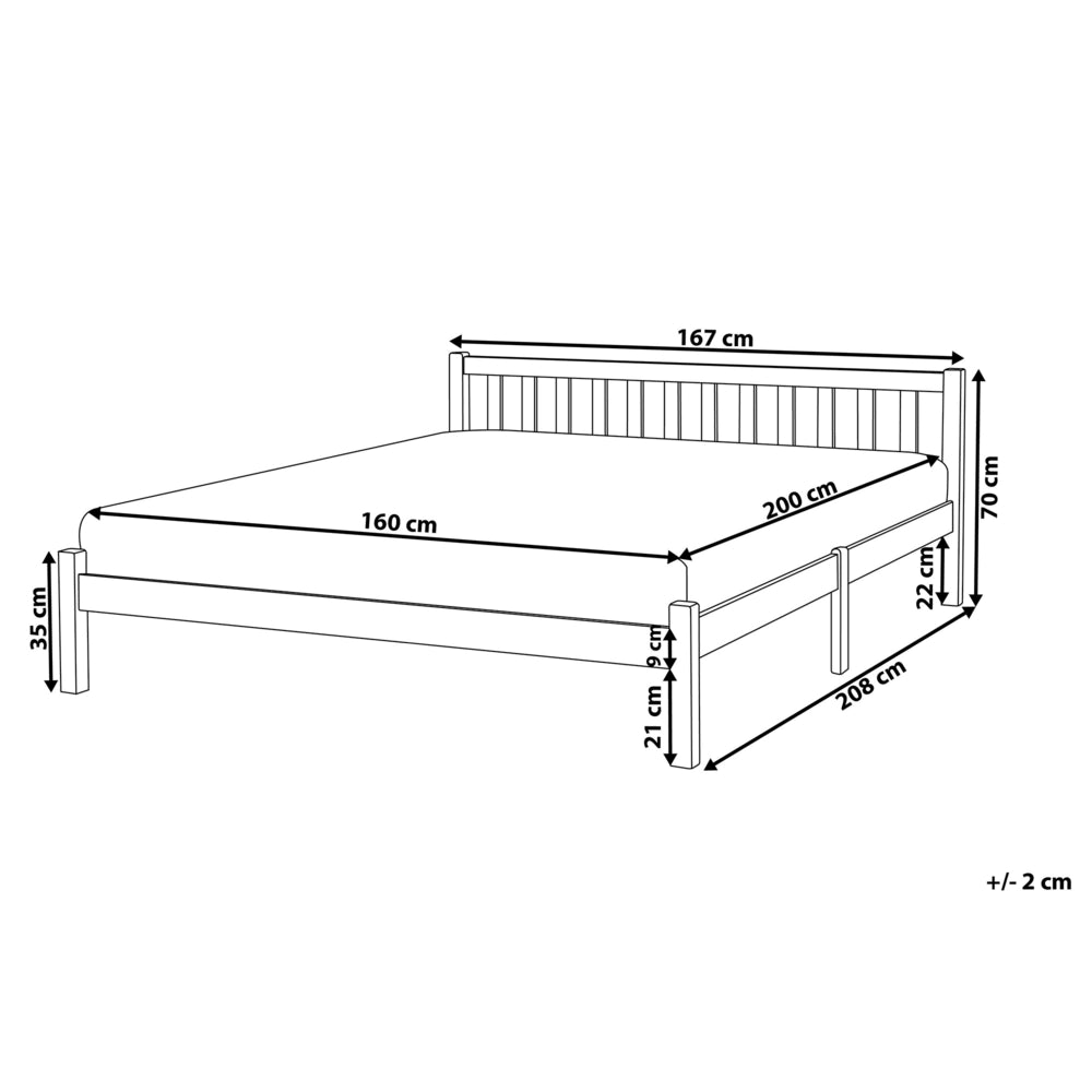 Letto in Legno di pino Bianco con Rete a Doghe Testiera Alta 160 x 200 cm