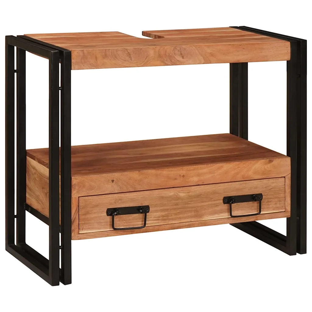 Mobile Sottolavabo-Armadietto da bagno Legno massello di acacia e ferro