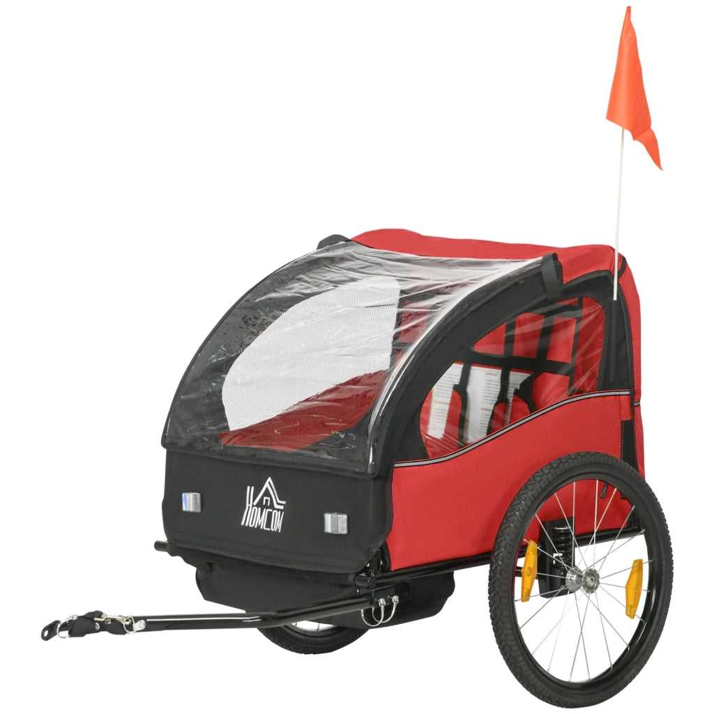 Carrello per Biciclette Bambini con Sicurezza ¨C zephmum ¨C Rosso 140x88x90 cm
