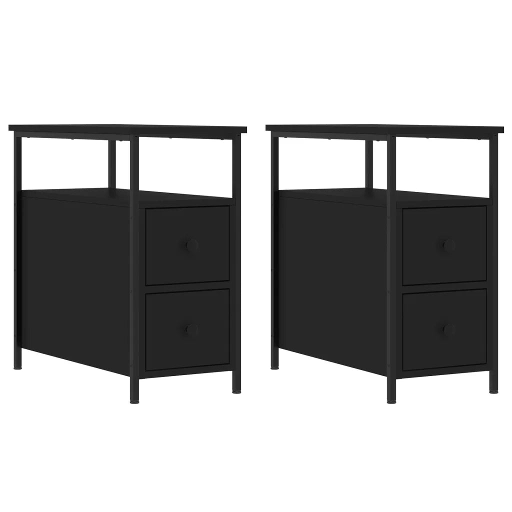 Comodini 2 pz Neri 30x60x60 cm in Legno Multistrato 826064