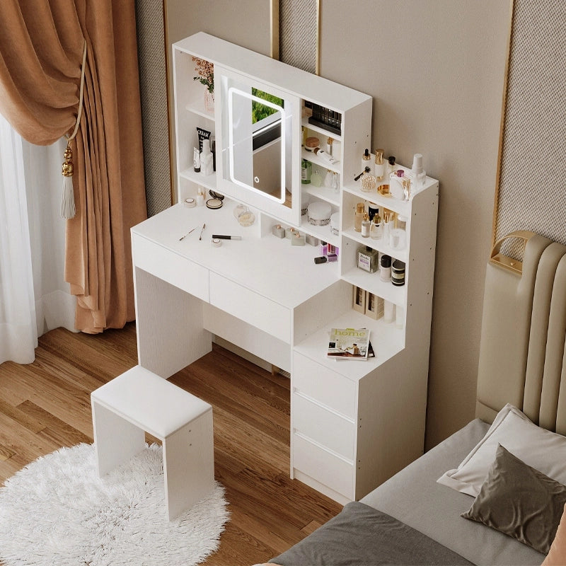 Toeletta da trucco + sgabello da trucco con specchio LED in stile glamour loft