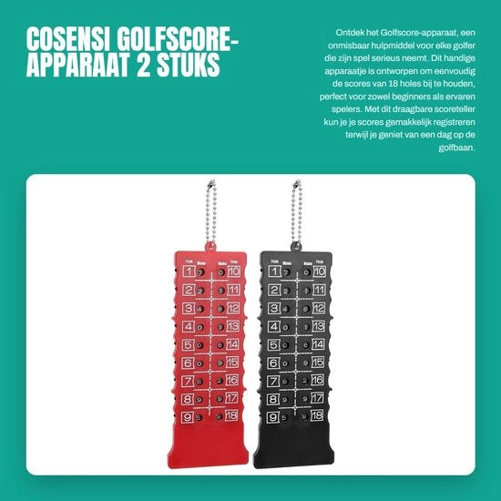 Apparecchio di misurazione del punteggio golf 2 pezzi - Contatore di punteggio golf portatile - Registrazione del punteggio per 18 buche - Disegno compatto e leggero - Interfaccia di facile utilizzo - Progetto duraturo - Contatore di punteggio golf