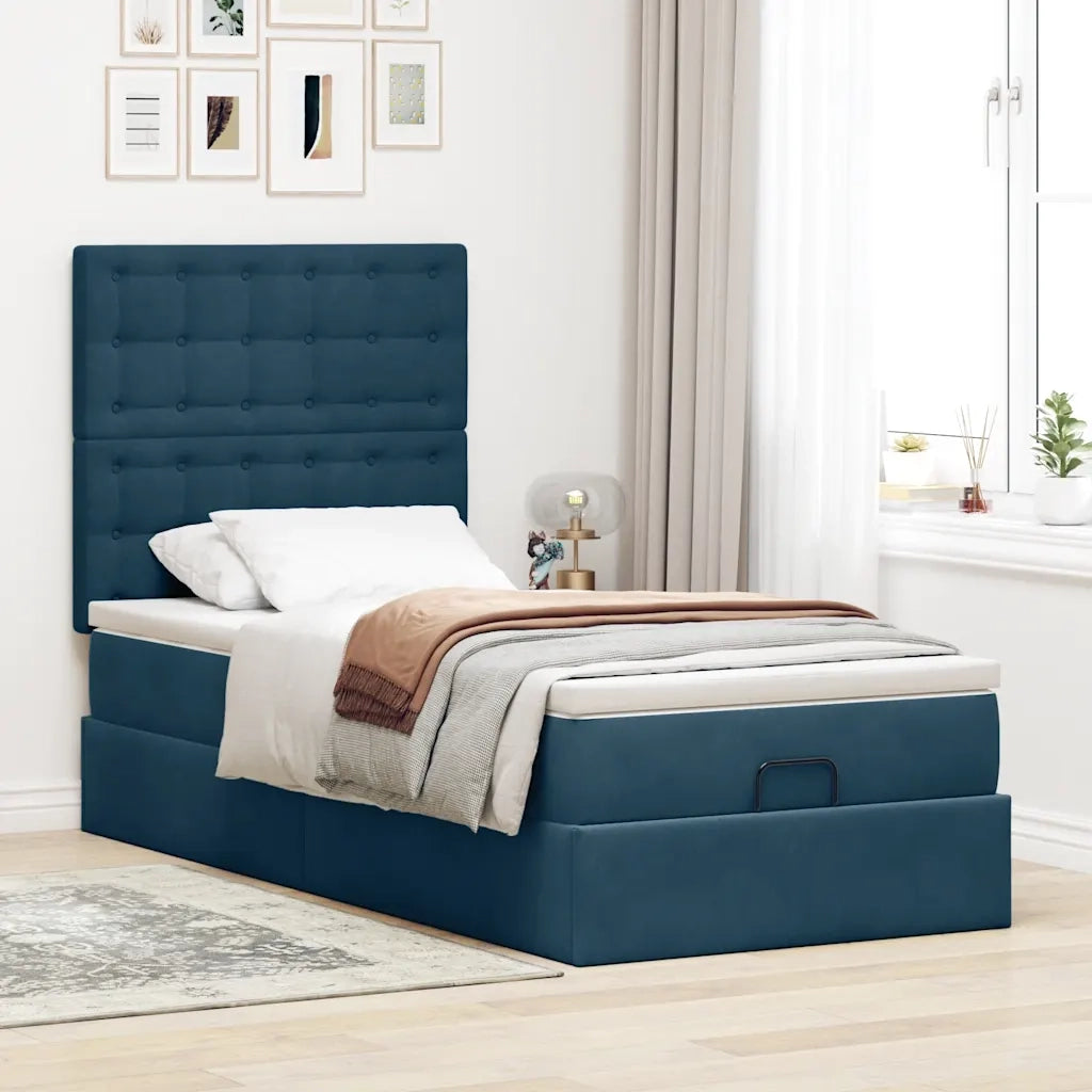 Struttura Letto Pouf con Materassi 90x200 cm in Velluto 3314442
