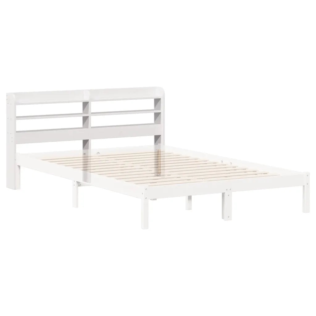 Testiera | Testata con Ripiani Bianca 140 cm in Legno Massello di Pino
