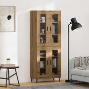 Credenza 2 pz-Set di 2 Buffet-Armadio da cucina Rovere artigianale Legno Stratificato e Vetro 603587