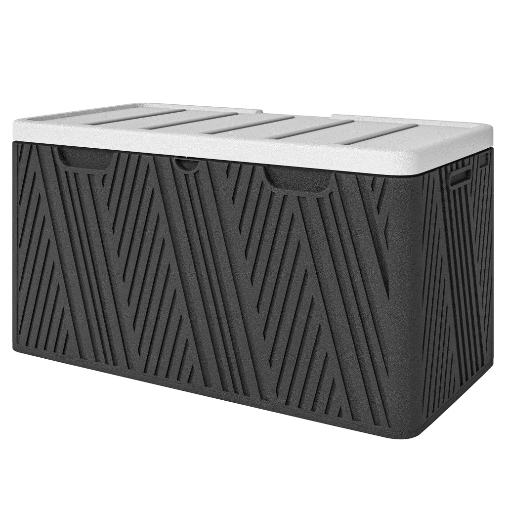 Panca Contenitore in HDPE con Maniglie e Leva a Gas ¨C zephmum ¨C 115x60x60 cm, Nero Grigio