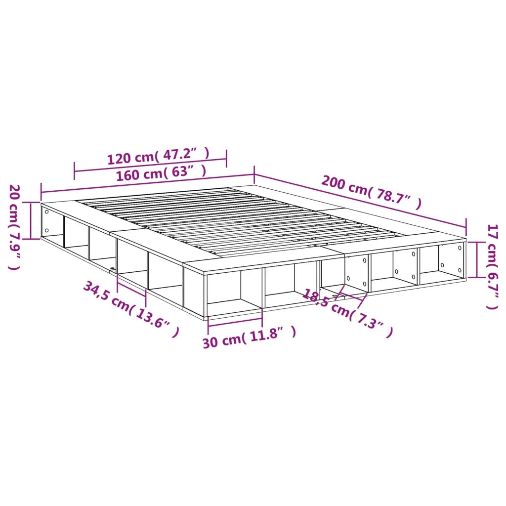 Letto matrimoniale | Letto per adulti | Giroletto Bianco 160x200 cm in Legno Multistrato
