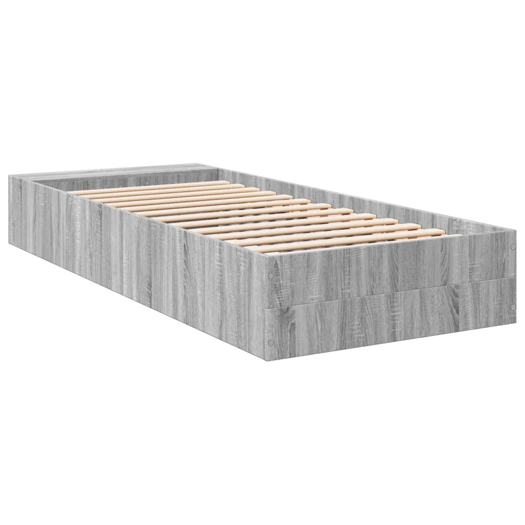 Letto singolo | Letto per adulti | Giroletto Grigio Sonoma 100x200 cm in Legno Multistrato
