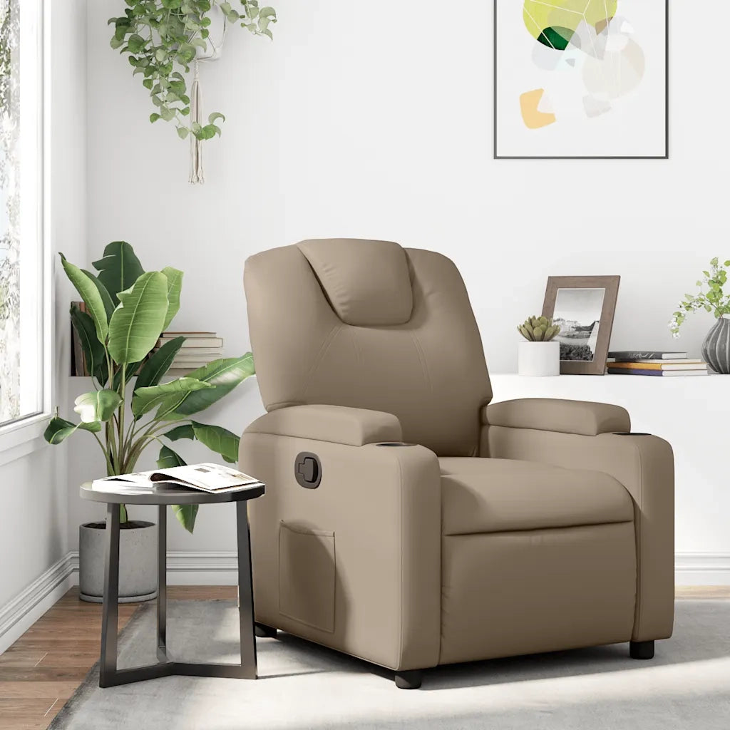 Poltrona | Sedia Relax Reclinabile Cappuccino in Similpelle