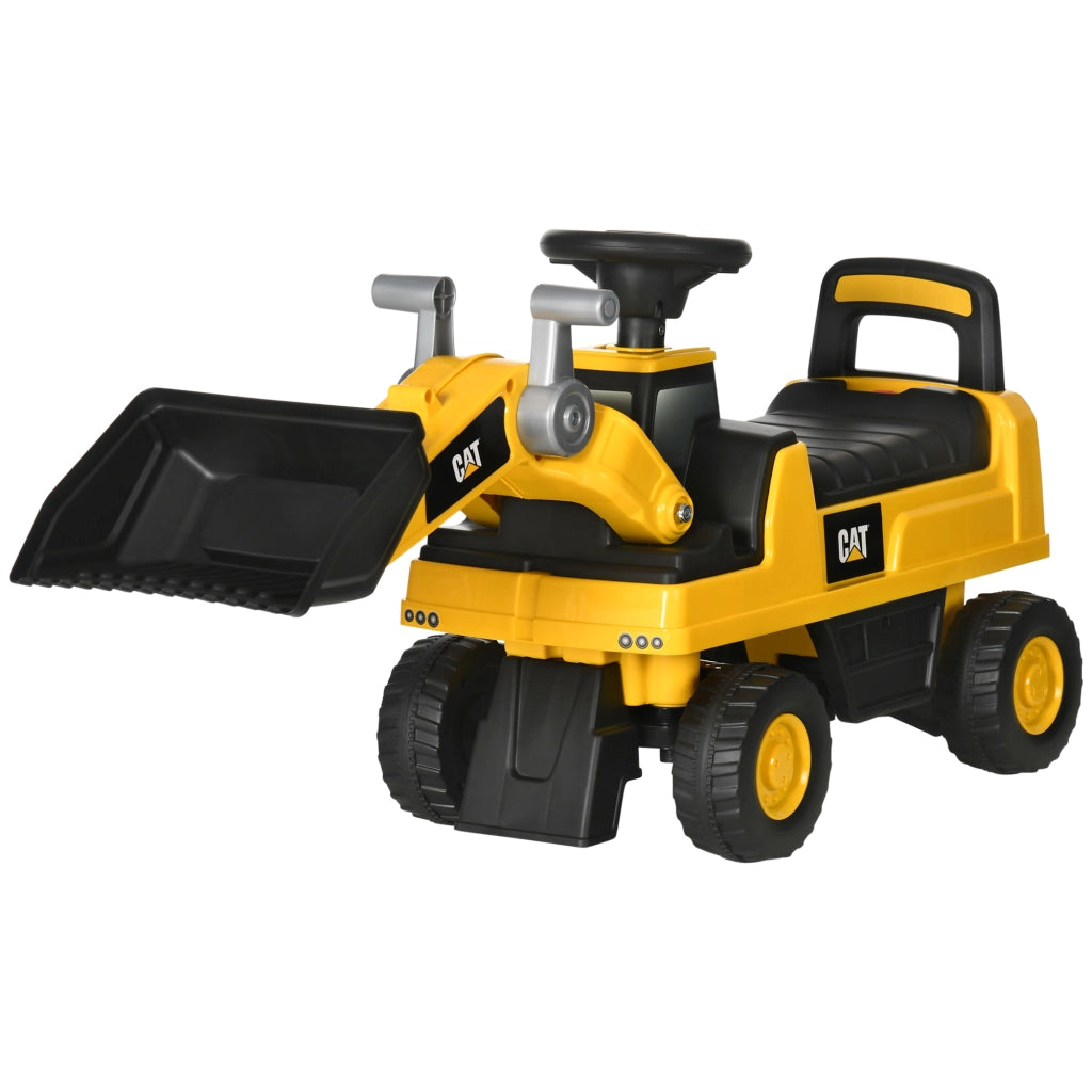 Ruspa Giocattolo per Bambini 18 e 36 Mesi con Escavatore e Spazio Portaoggetti, 78x29.5x54 cm, Giallo e Nero