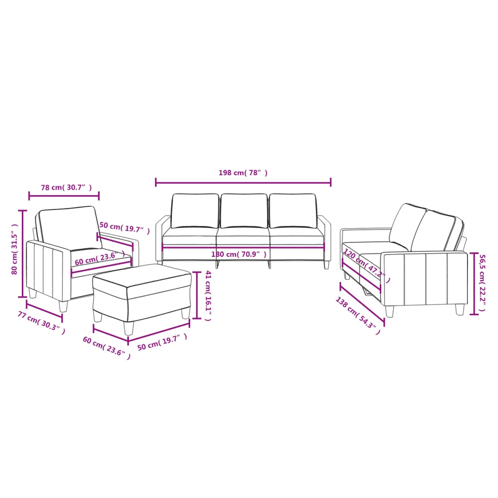 Set di Divani 4 pz con Cuscini Marrone in Tessuto 3201439