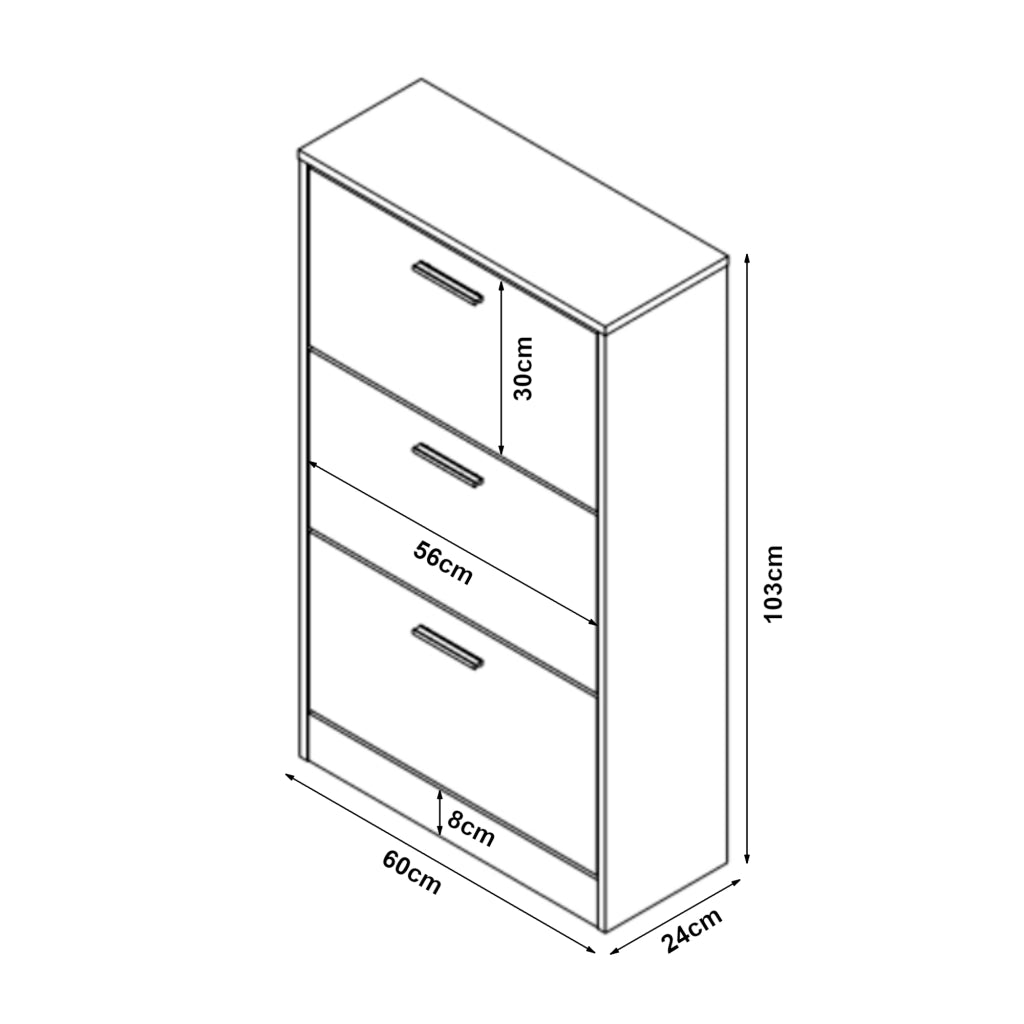 Scarpiera Sykkylven con 3 Contenitori Ribaltabili - Bianco [en.casa]
