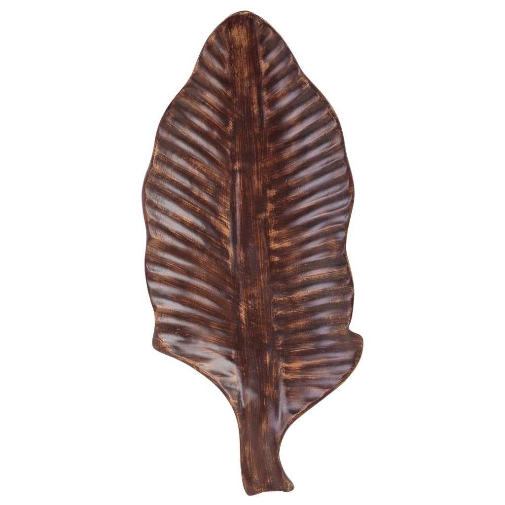 Centrotavola foglia marrone 54x4,5x23,5h