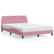 Letto con Materasso-Struttura Letto con Materasso Dover Rosa 120x200 cm in Velluto