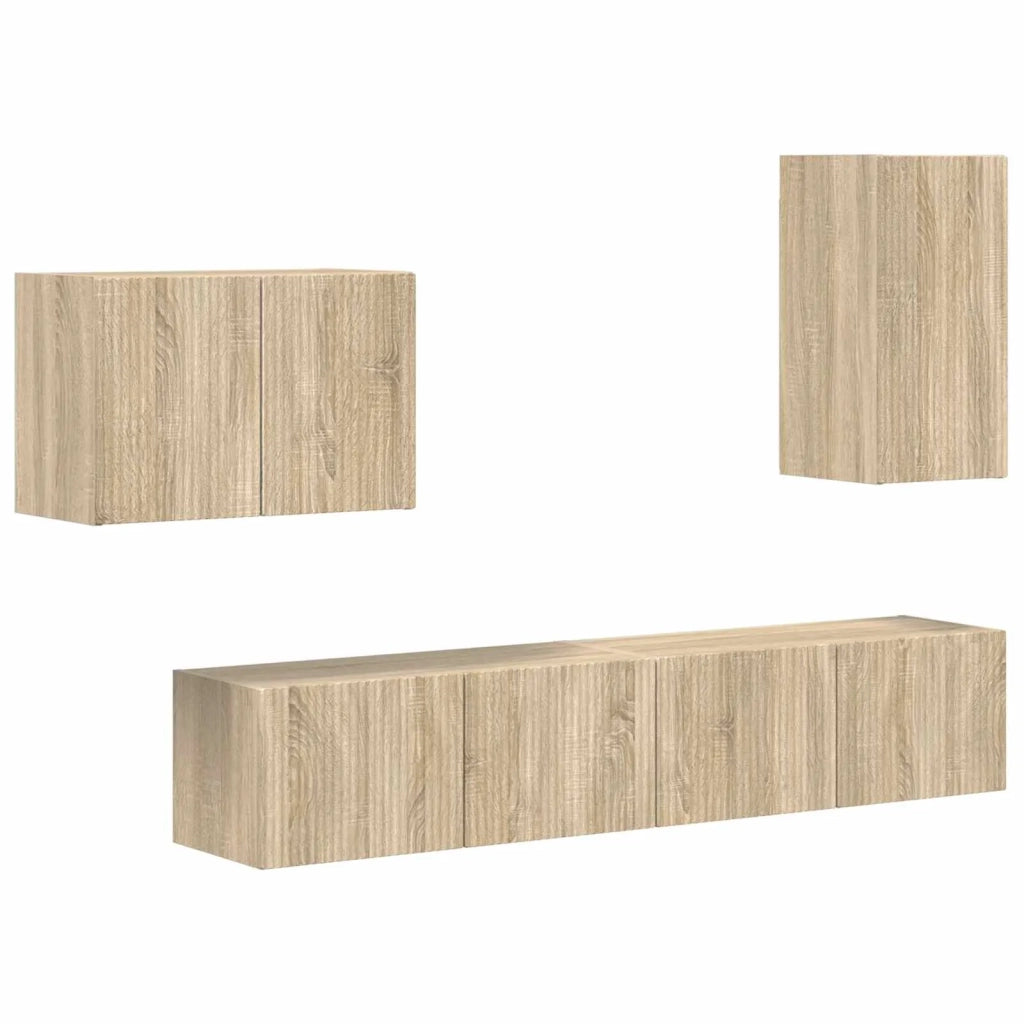 Set di Mobiletto da TV a Parete 4 pcs Rovere Sonoma 3408936