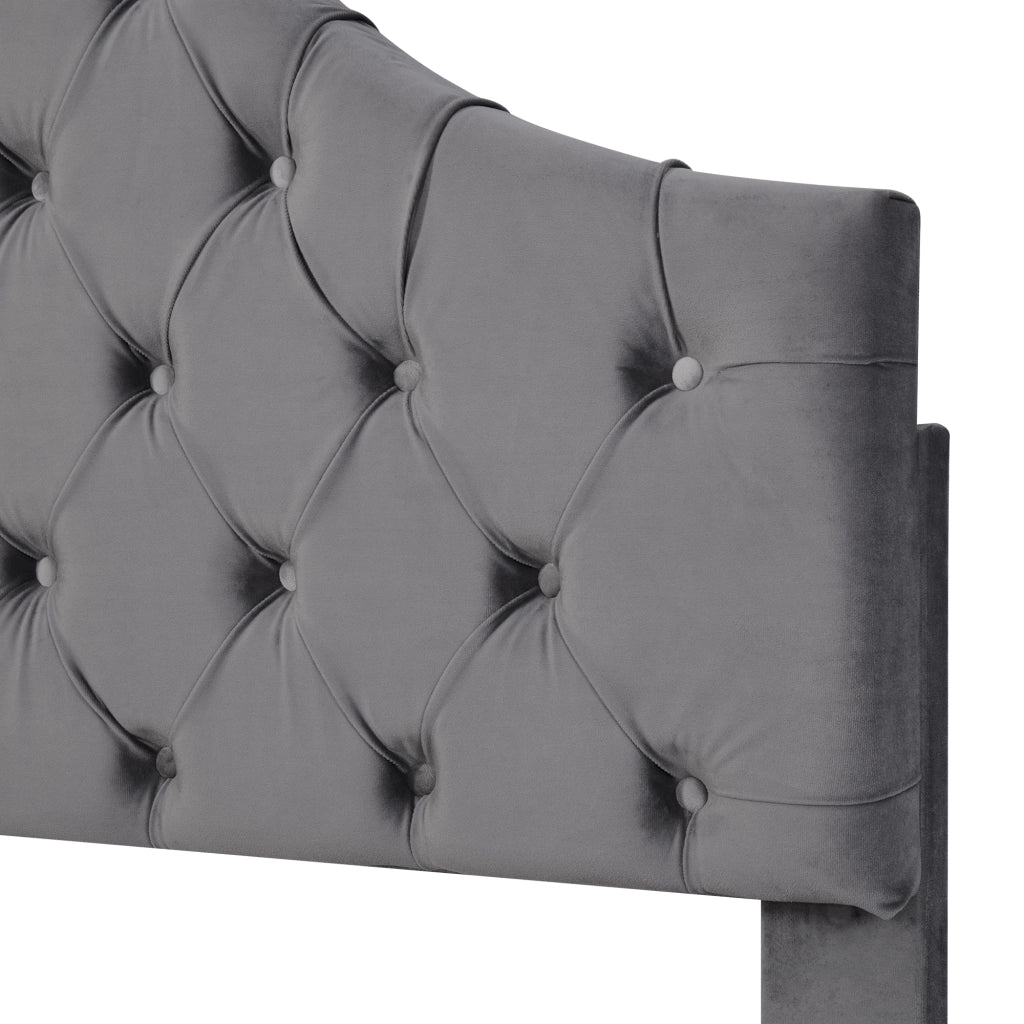 LETTO imbottito 90x200 cm in velluto grigio con testiera