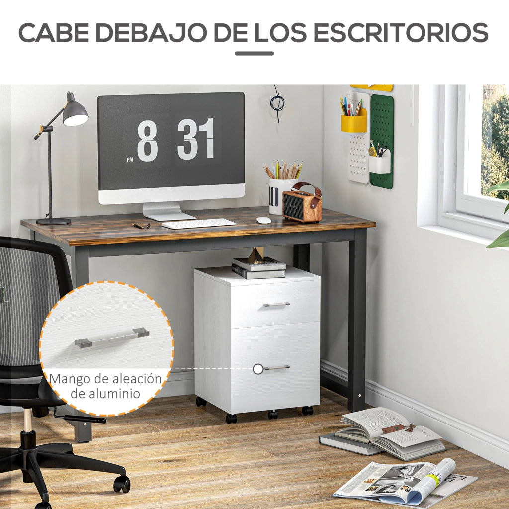Scrivania con cassetti e ruote ¨C Minimal ¨C 39.5x39x58.5 cm bianco