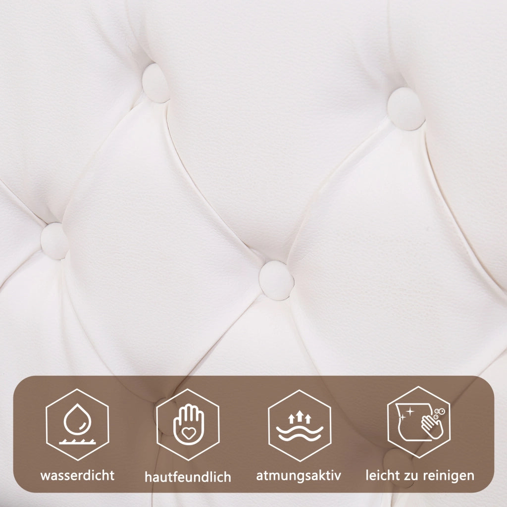 LETTO imbottito 160x200 cm bianco in PU con LED e cassettone