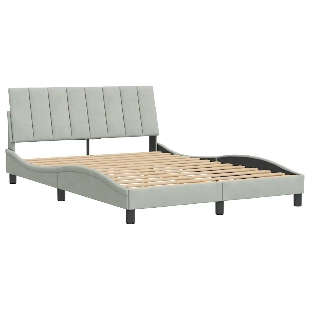 Letto matrimoniale | Letto per adulti | Giroletto senza Materasso Hanko Grigio Chiaro 140x200 cm Velluto
