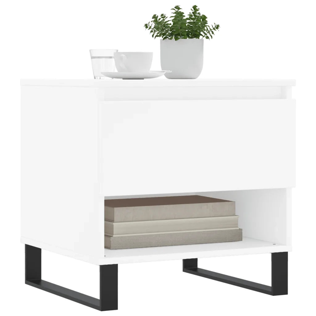 Tavolini Salotto 2 pz Bianchi 50x46x50 cm in Legno Multistrato 830925