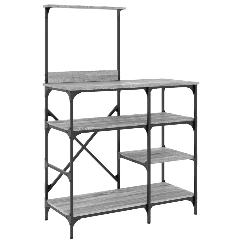 Mobile Cucina Grigio Sonoma 90x40x132 cm Multistrato e Metallo 845419