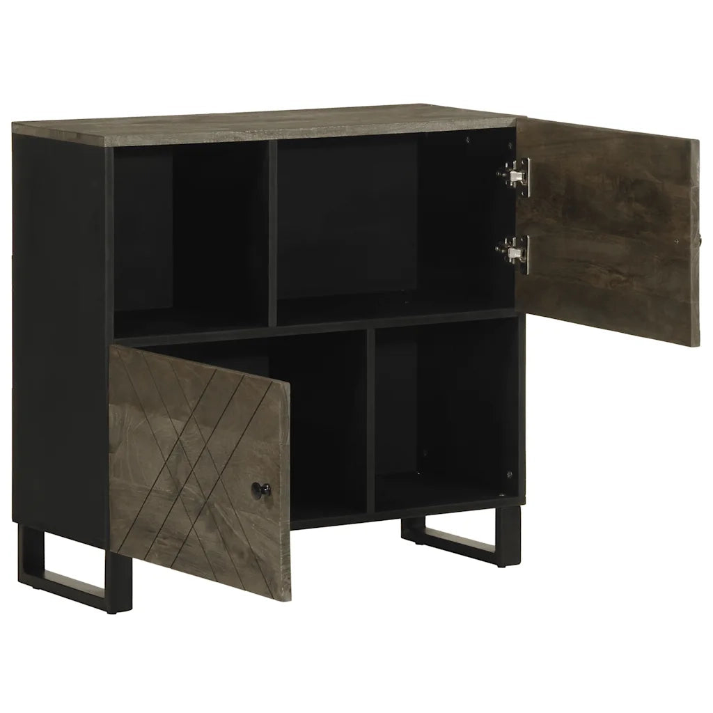 Credenza Nera 80x33x75 cm in Legno Massello di Mango 4017711