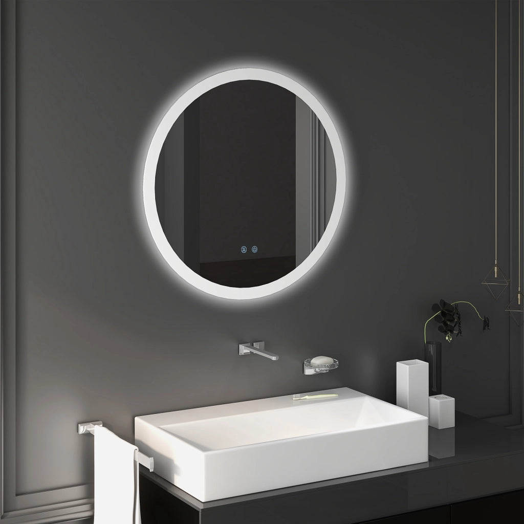 Specchio Bagno LED Antiappannamento con 3 Colori e Luminosit¨¤ Regolabile. in Metallo e Vetro. ?70x3 cm