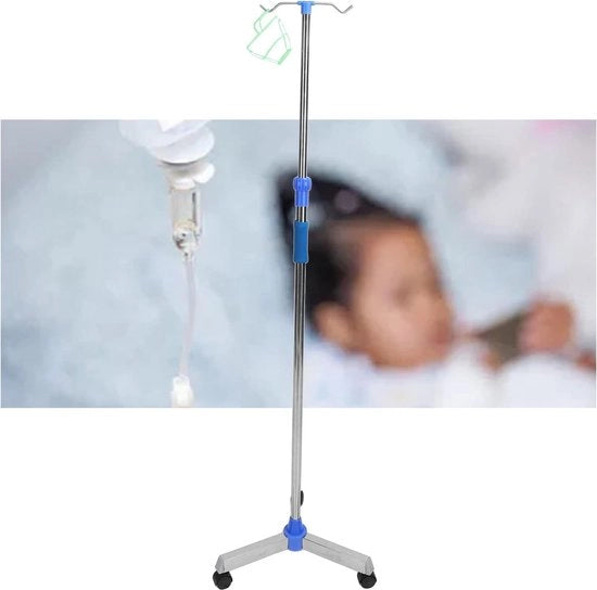 Supporto per Infusione Portatile per Trasporto Facile - Asta di Sostegno Pieghevole con Ruote a Blocco Sterzo.
