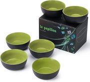 Set di contenitori in ceramica da giardino 6 x 600 ml con esterno nero e interno colorato - Collezione Le Papillon