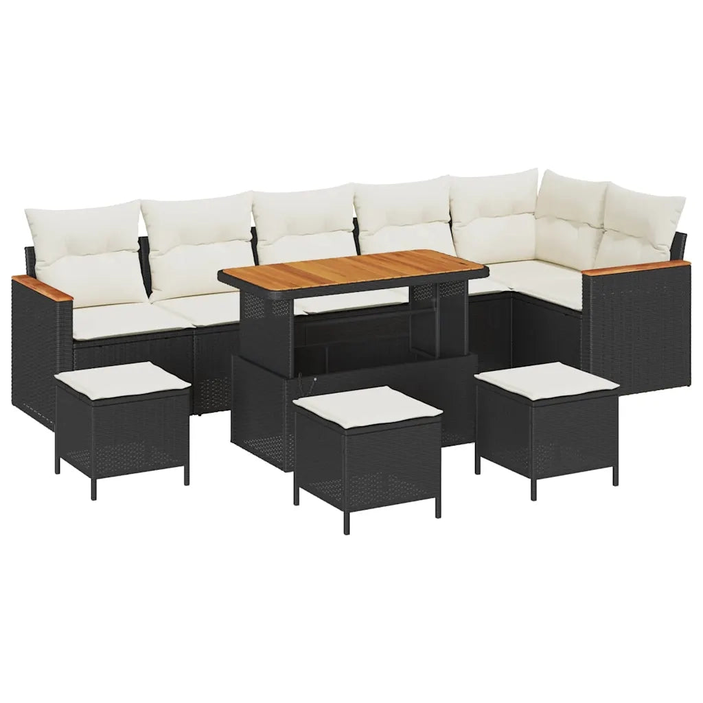 Set Divano da Giardino 10 pcs Nero polyrattan