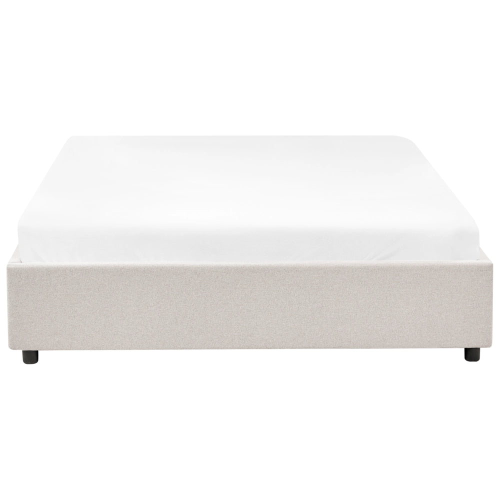 Letto matrimoniale in Tessuto beige chiaro con Cassetti 160 x 200 cm Design tradizionale