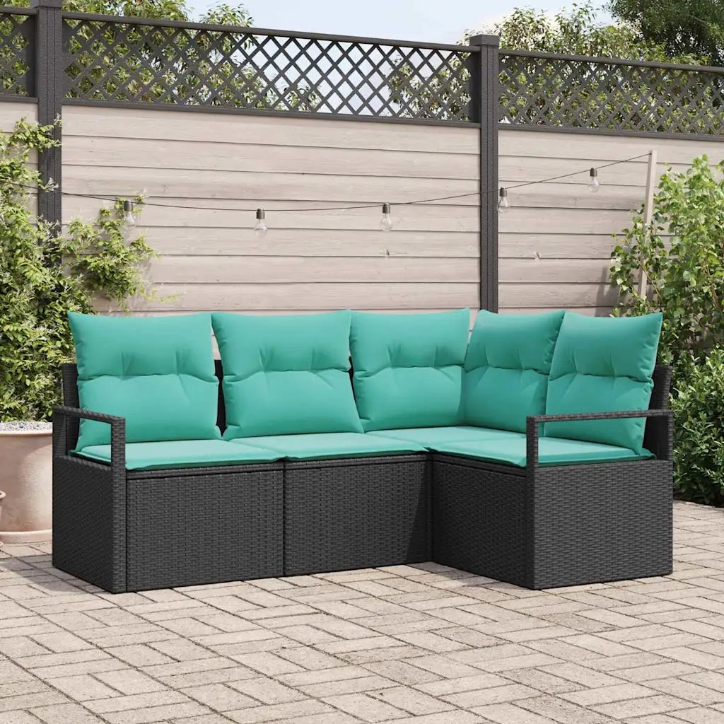 Set di divani 4 pcs Nero polyrattan 3346366