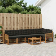 Set di divani da esterno con cuscino 7 pcs Naturale e Nero 3382004