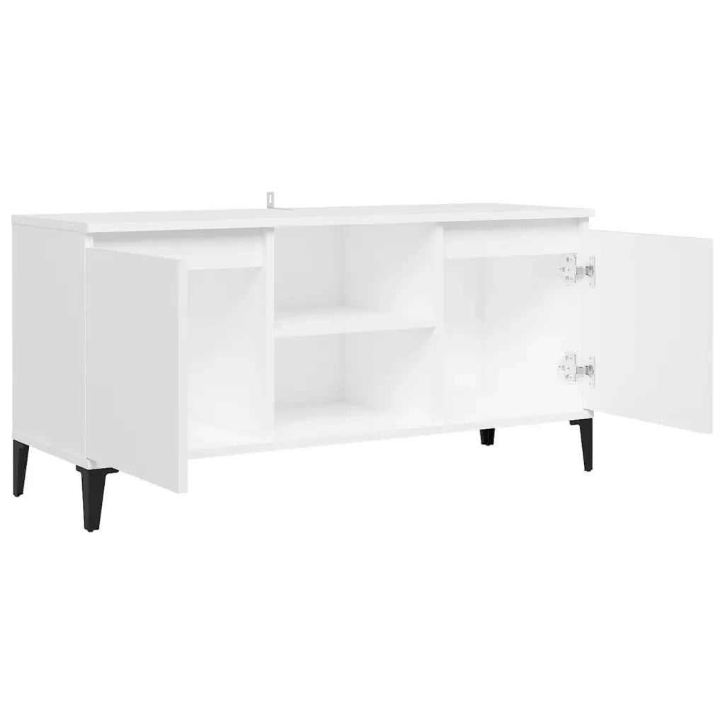 Mobile TV con Gambe in Metallo Bianco 103,5x30x50 cm 805968
