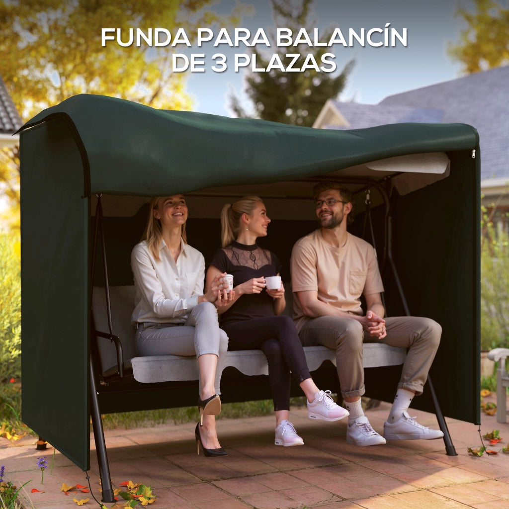 Poltrona a dondolo da giardino ¨C Minimal ¨C Verde scuro polyrattan 205x124x164 cm
