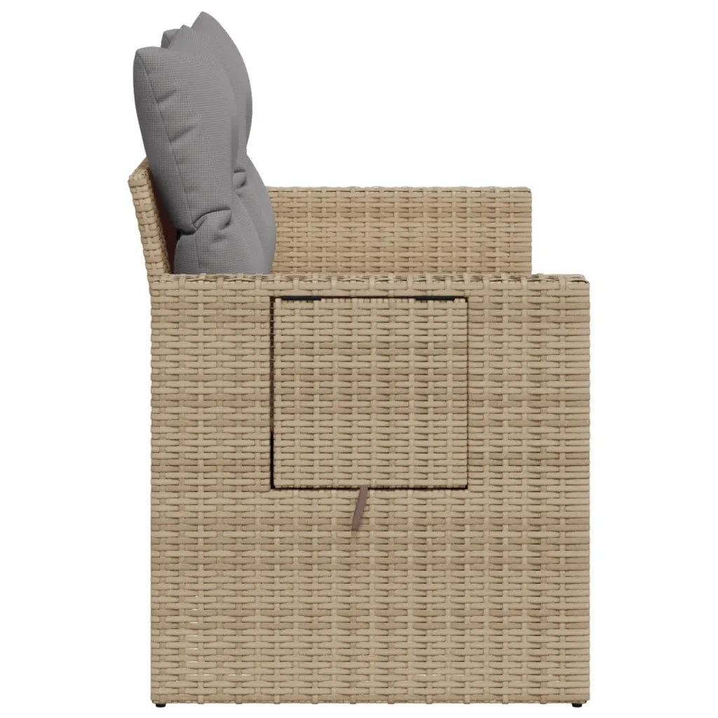 Divano da Giardino con Cuscini a 2 Posti-Sofa da Giardino-Divano da esterno Beige in Polyrattan 732327
