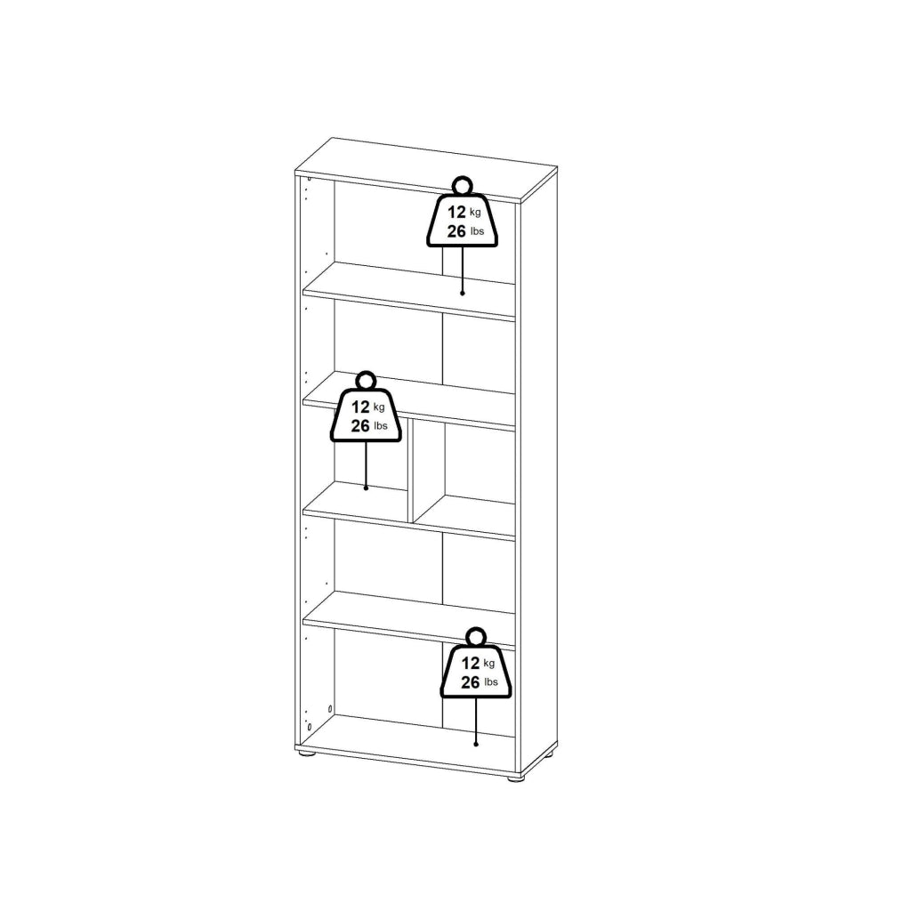Credenza Pierre, Buffet da soggiorno, Madia da salotto, Dispensa da cucina, 80x34 h205 cm, Rovere e Bianco