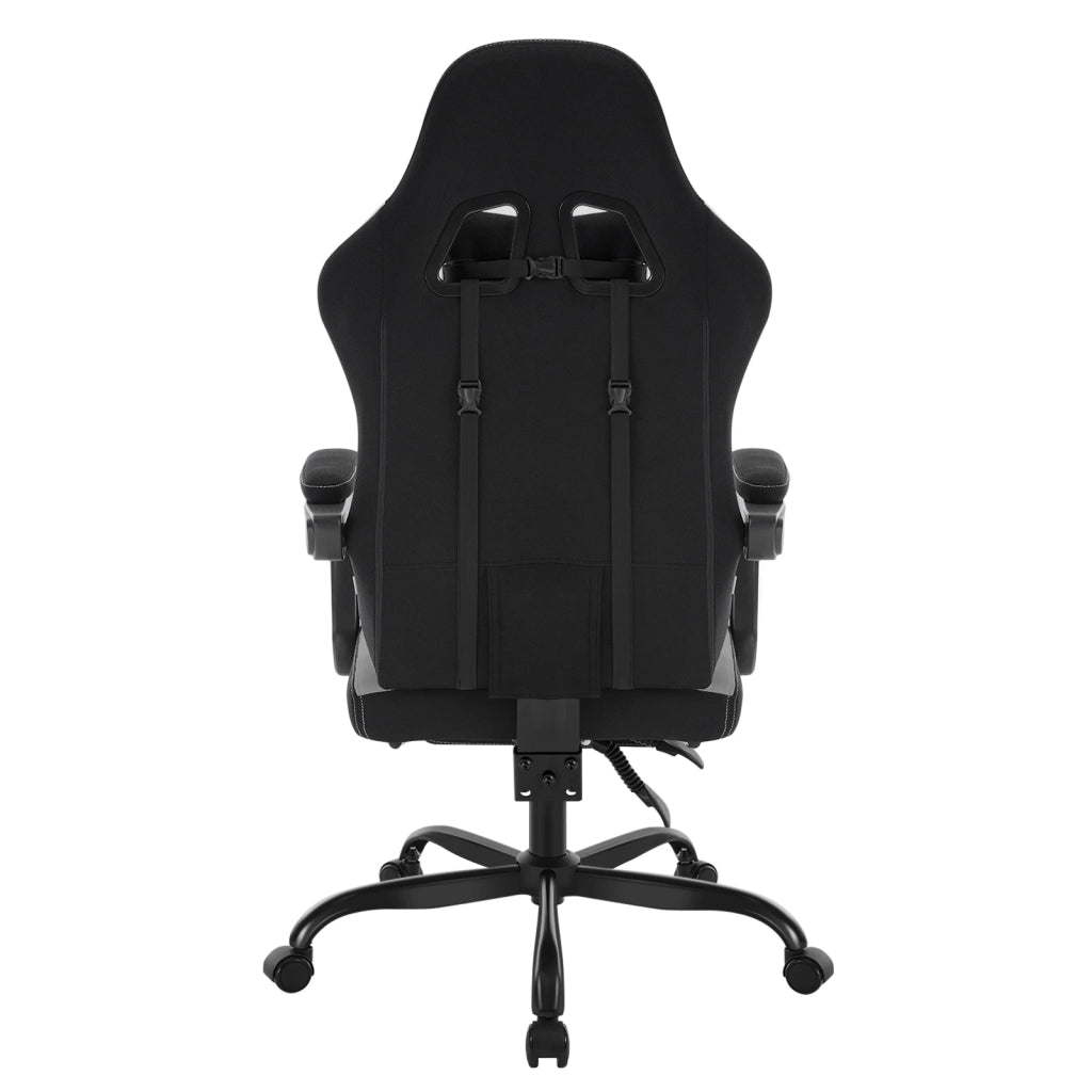 Sedia da Ufficio Gaming Ergonomica con Massaggio Lombare, Poggiapiedi, Schienale Reclinabile, in Tessuto Mesh Nero e Grigio 70 × 70 × 127 cm
