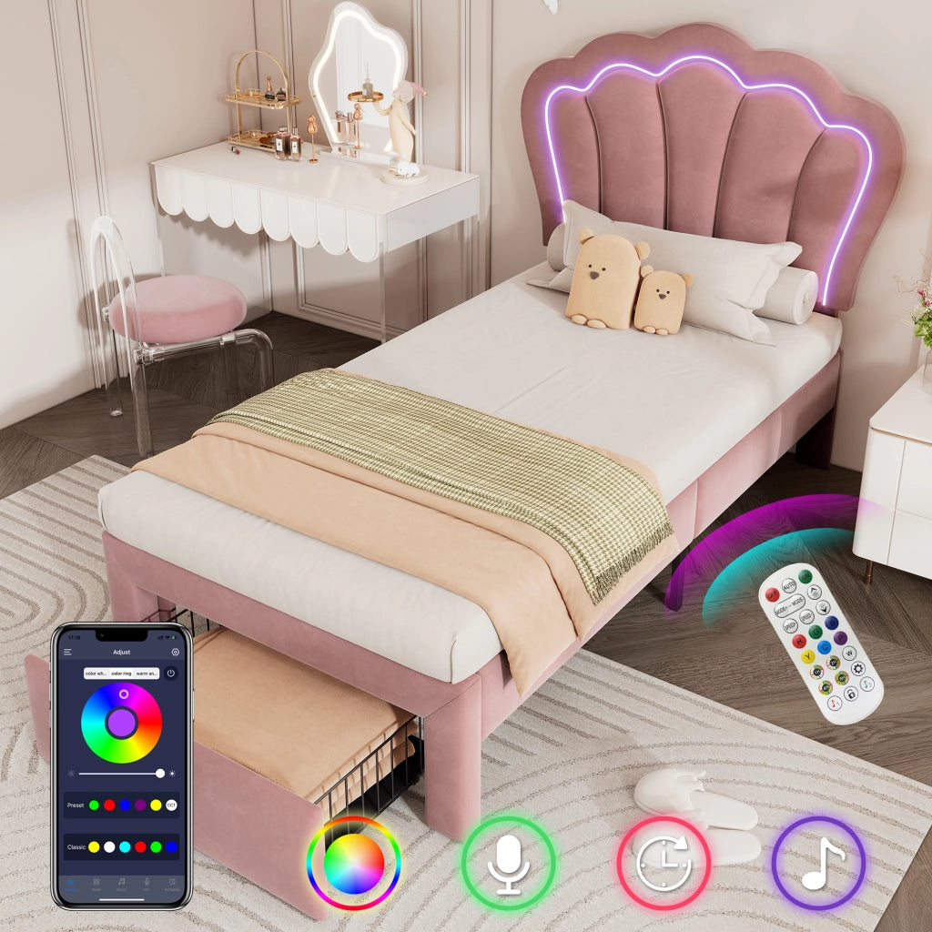 letto imbottito velluto rosa 90 x 200 cm