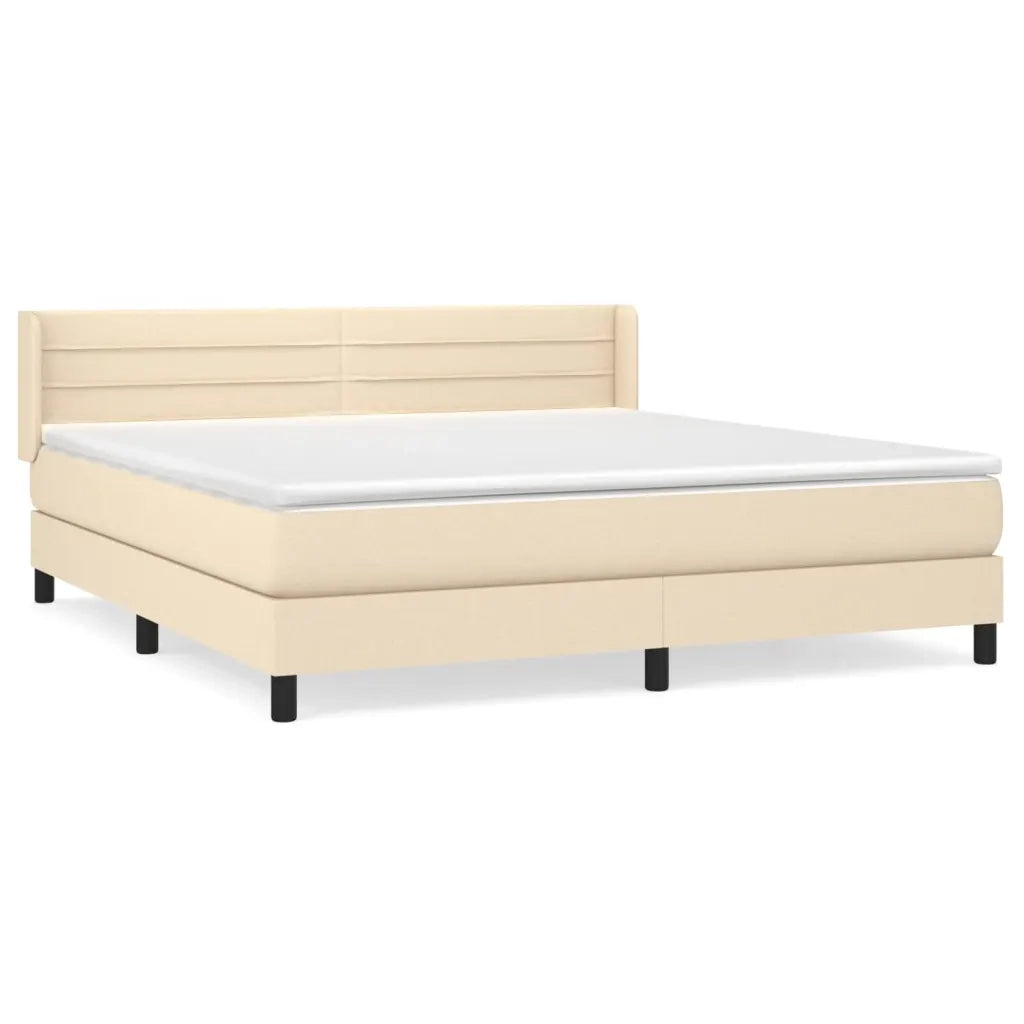 Giroletto a Molle con Materasso Crema 180x200 cm in Tessuto