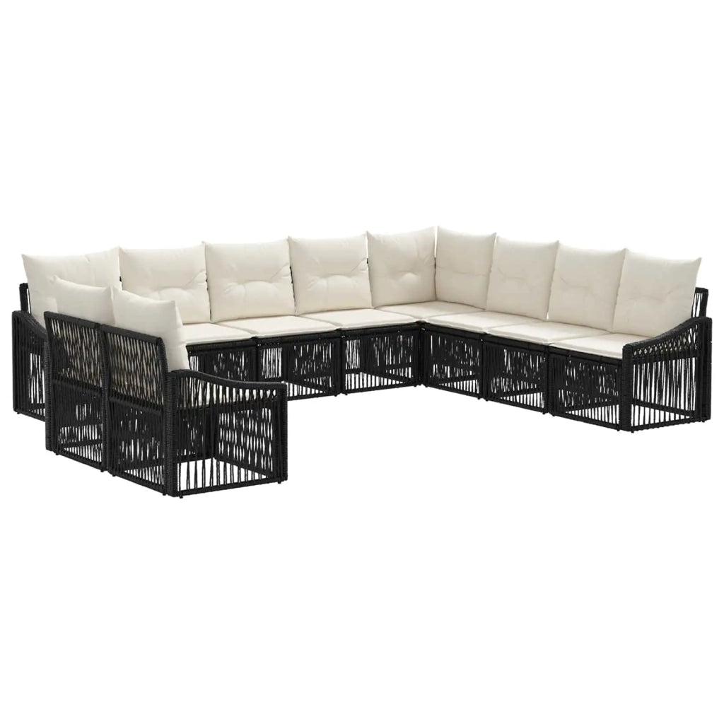 Set Divano da Giardino 10 pz Nero polyrattan 3436051