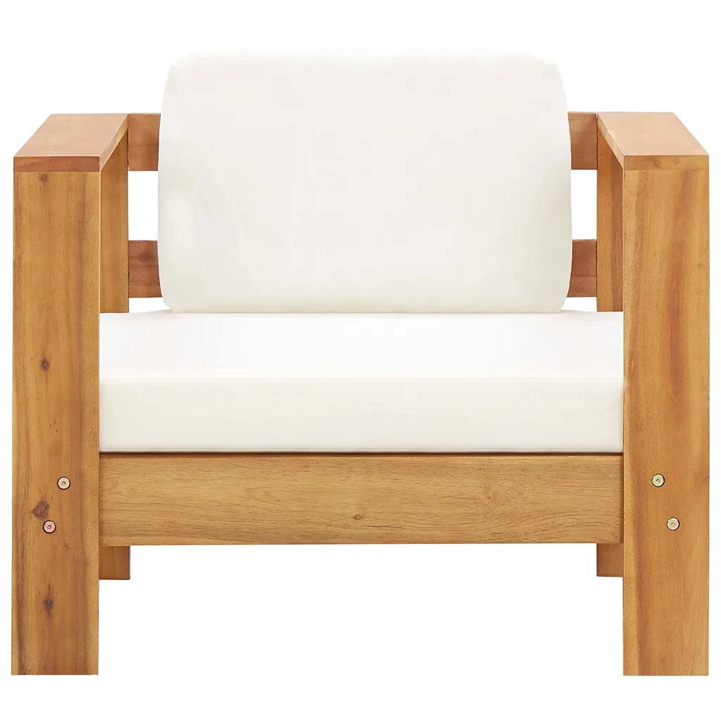 Sedia da patio-Sedia da Giardino con Cuscino Crema in Legno Massello di Acacia 741846