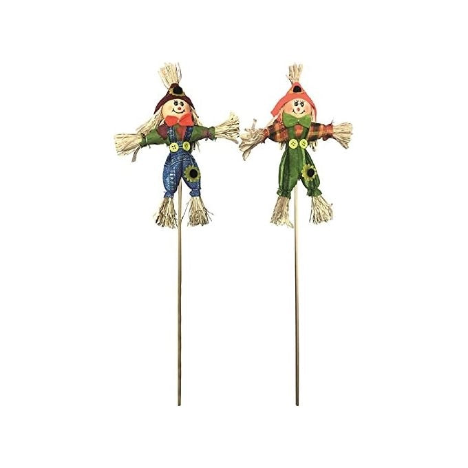 Vigor 9754742 Junior Spaventapasseri Set 2 Pezzi in Paglia e Tessuto Bastone Bambu' 40 cm