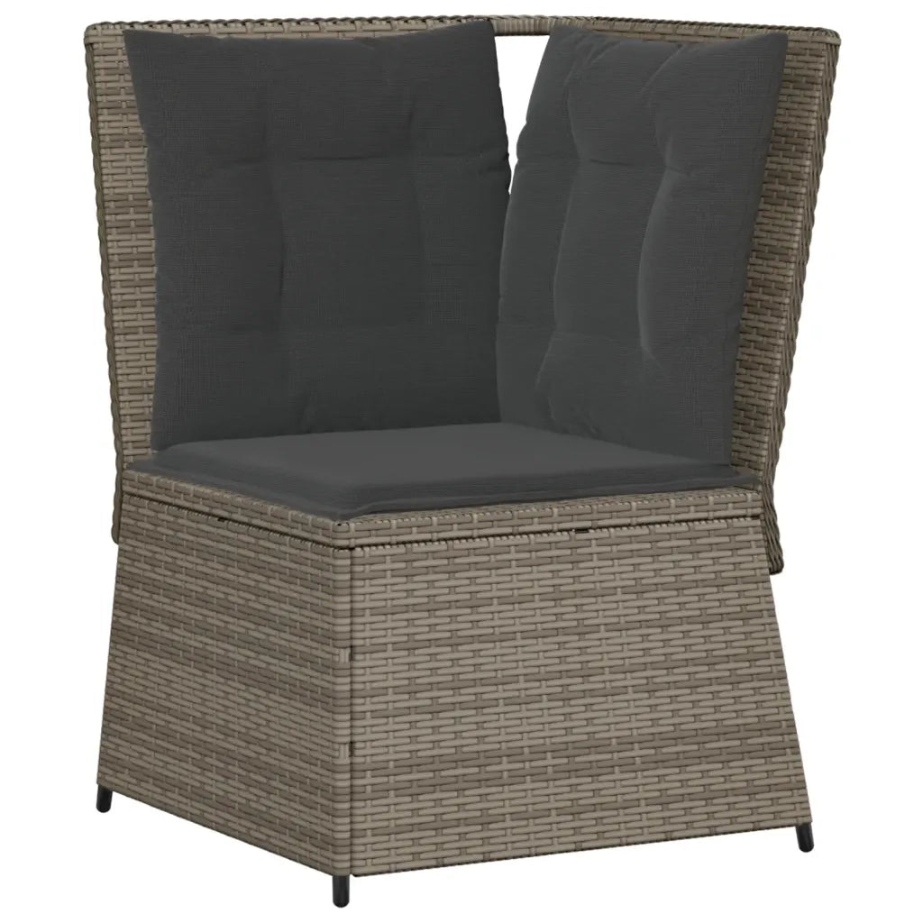 Set Divani da Giardino 4 pz con Cuscini in Polyrattan Grigio