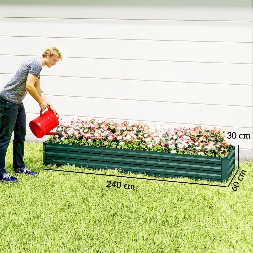 Fioriera Rettangolare da Giardino ¨C Xylo ¨C Acciaio Galvanizzato Verde 240x60x30 cm